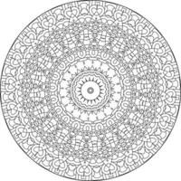 Simple doodle mandala with floral and heart patterns on a white isolated background. For coloring book pages. vector