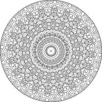 Simple doodle mandala with floral and heart patterns on a white isolated background. For coloring book pages. vector