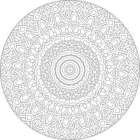 Simple doodle mandala with floral and heart patterns on a white isolated background. For coloring book pages. vector