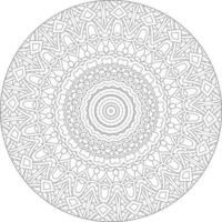 Simple doodle mandala with floral and heart patterns on a white isolated background. For coloring book pages. vector