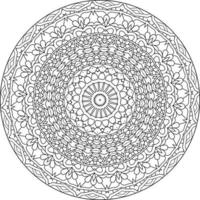 Simple doodle mandala with floral and heart patterns on a white isolated background. For coloring book pages. vector