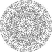 Simple doodle mandala with floral and heart patterns on a white isolated background. For coloring book pages. vector