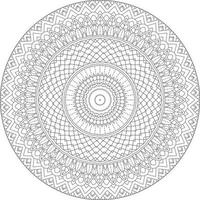 Simple doodle mandala with floral and heart patterns on a white isolated background. For coloring book pages. vector