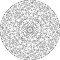 Simple doodle mandala with floral and heart patterns on a white isolated background. For coloring book pages. vector