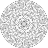 Simple doodle mandala with floral and heart patterns on a white isolated background. For coloring book pages. vector