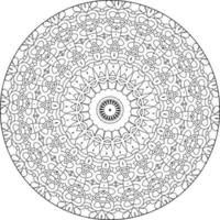 Simple doodle mandala with floral and heart patterns on a white isolated background. For coloring book pages. vector