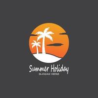 Palm Trees Summer Holidays Logo Design Vector Template Illustration