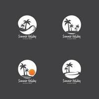 Palm Trees Summer Holidays Logo Design Vector Template Illustration