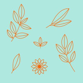 leaf lineart for additions of your design vector