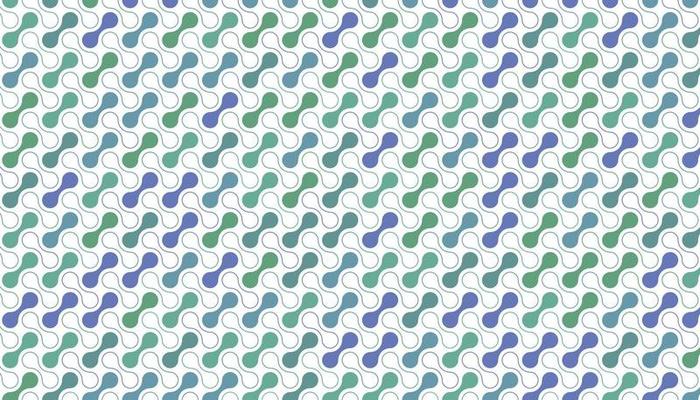 Colorful random metaballs chemical pattern. Geometric metaball mosaic vector background. Abstract molecular blobs retro texture. Connected dot circles structure.