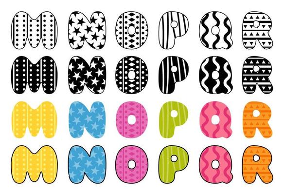 Easter alphabet in cartoon style