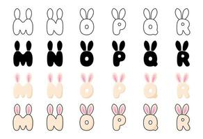 Bunny alphabet in cartoon style vector