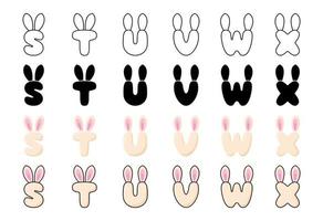Bunny alphabet in cartoon style vector