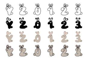 Rabbit alphabet in cartoon style vector