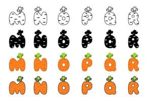 Carrot alphabet in cartoon style vector