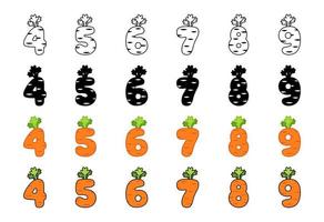 Carrot alphabet in cartoon style vector