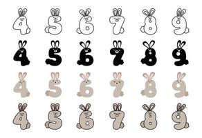 Rabbit alphabet in cartoon style vector