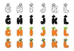 Carrot alphabet in cartoon style vector