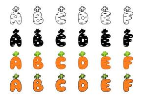 Carrot alphabet in cartoon style vector