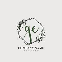 GE Initial beauty floral logo template vector