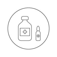 ampolla y medicina lineal vector icono.