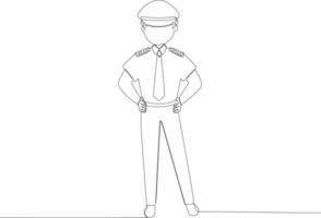 A male pilot stands waist-ruffled vector