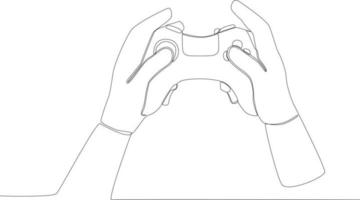 Hands play online games with play station vector