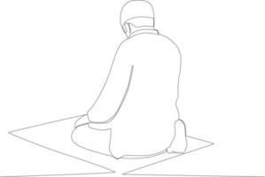 A man prays on a prayer mat vector