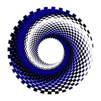 Blue, black and white dash swirl pattern circle logo vector. Circular gradient dashed spiral vortex. vector