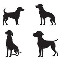 Black silhouettes of dogs. Dog silhouette vector. vector