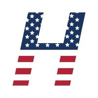 English alphabet with USA flag.Letter H with American flag Free Vector