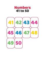 41 to 50 English number chart.Counting numbers for kids vector