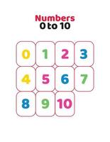 0 to 10 English number.Counting numbers for kids vector