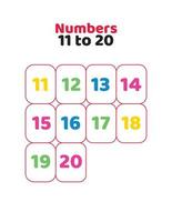 11 to 20 English number.Counting numbers for kids vector