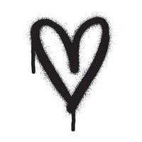 Spray graffiti heart sign painted in black on white. Love heart drop symbol. isolated on a white background. vector illustration