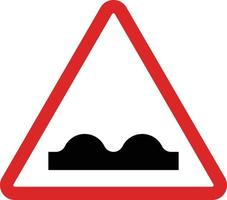 bumpy road sign . uneven road sign . red triangle warning sign with bump symbol, vector illustration.