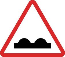 bumpy road sign . uneven road sign . red triangle warning sign with bump symbol, vector illustration.