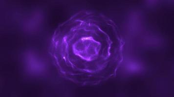 abstrait violet énergie rond sphère embrasé avec particule vagues salut-technologie numérique la magie abstrait Contexte. vidéo 4k, 60 images par seconde video