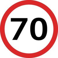 tráfico firmar velocidad límite 70. 70 velocidad limitación la carretera firmar vector en blanco antecedentes