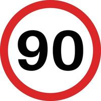 90 speed limit sign icon vector isolated on white background