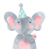 acuarela cumpleaños animal ilustración png