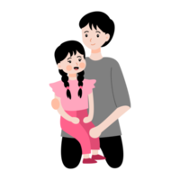 pai e criança ilustração dentro mão desenhado estilo png