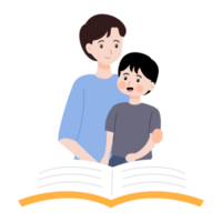 pai e criança ilustração dentro mão desenhado estilo png
