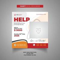 Charity  social media post template design vector