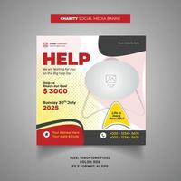 Charity  social media post template design vector