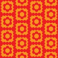 Colorfull geometric orange red flowers pattern vector