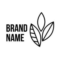 Black line logo with leaves on white background. Eco logo vector