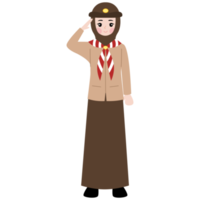 Hijab Mädchen tragen Pramuka Uniform Charakter Illustration png