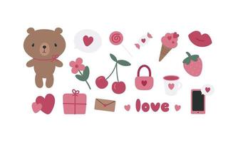 Valentine's day set. Vector illustration on a white background.