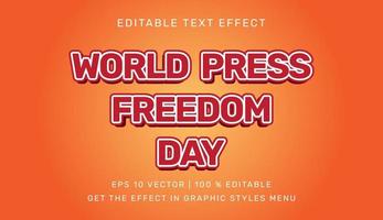 World press freedom day in 3d editable text effect vector